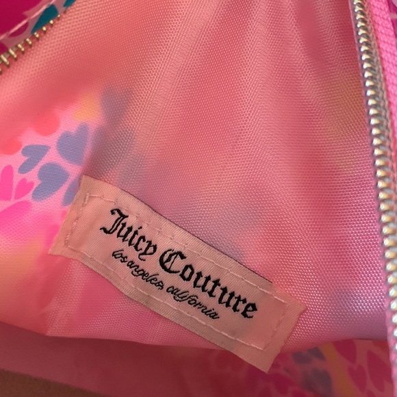 Juicy Couture Multi-Color Heart Print Soft PVC Wedge Cosmetic Bag - Picture 15 of 16